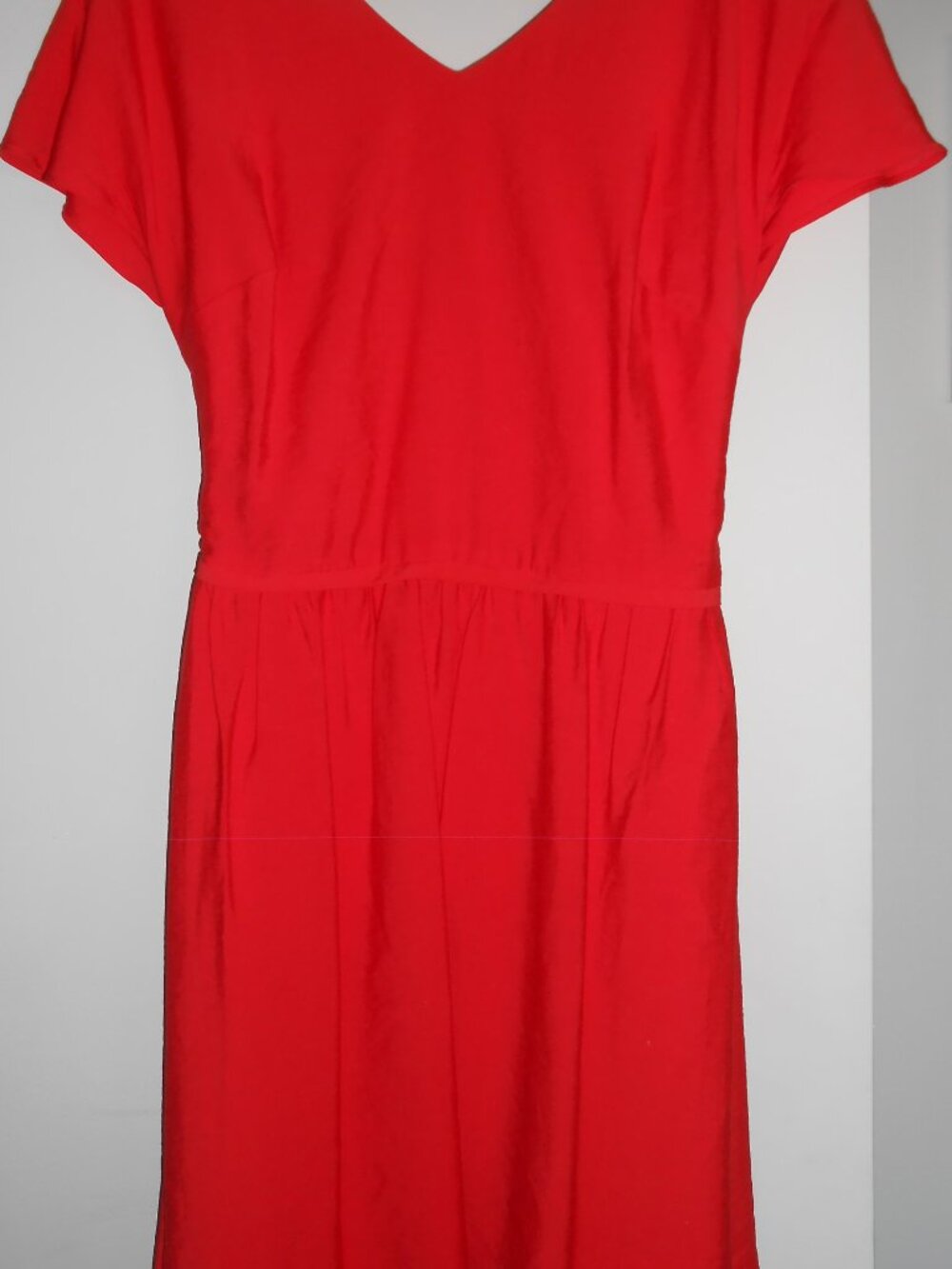 Armani Exchange, mini red/orange dress, size 6 solid V neck nice back design - Picture 2 of 7